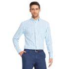 Men's Izod Slim-fit Essential Gingham Plaid Button-down Shirt, Size: Xl, Turquoise/blue (turq/aqua)