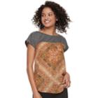 Juniors' Rewind Mixed-media Top, Teens, Size: Medium, Gold