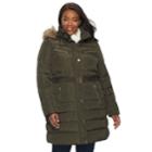 Plus Size Apt. 9&reg; Hooded Faux-fur Trim Puffer Jacket, Women's, Size: 1xl, Green Oth