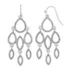 Chaps Pave Geometric Nickel Free Chandelier Earrings, Women's, Silver