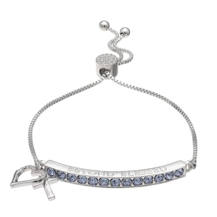 Brilliance Beyond Blessed Adjustable Bracelet With Swarovski Crystals, Women's, Blue