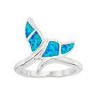 Lab-created Blue Opal Sterling Silver Whale Tail Ring, Women's, Size: 9
