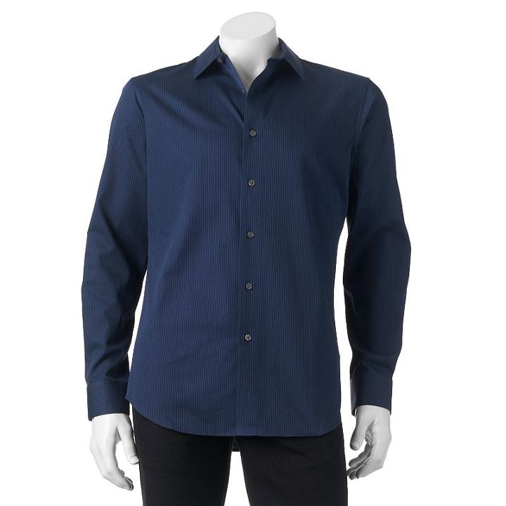 Men's Apt. 9&reg; Modern-fit Patterned Button-down Shirt, Size: Xl, Blue