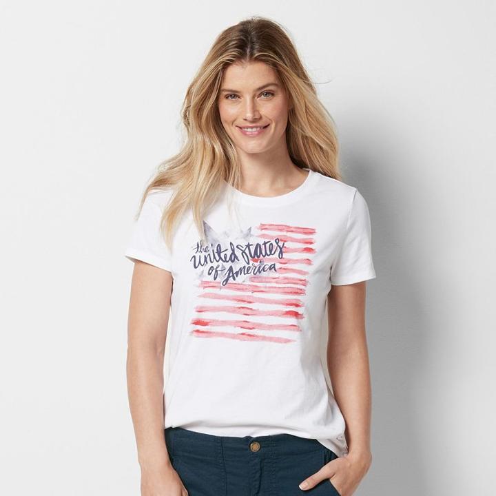 Women's Patriotic Graphic Crewneck Tee, Size: Xl, Natural