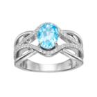 Sterling Silver Swiss Blue Topaz & Lab-created White Sapphire Swirl Ring, Women's, Size: 7