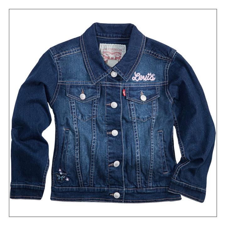 Girls 4-6x Levi's&reg; Butterfly Trucker Jean Jacket, Size: 5, Med Blue