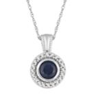 10k White Gold Sapphire & 1/10 Carat T.w. Diamond Halo Pendant Necklace, Women's, Size: 18, Blue