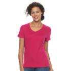 Women's Croft & Barrow&reg; Essential Classic V-neck Tee, Size: Xl, Dark Pink