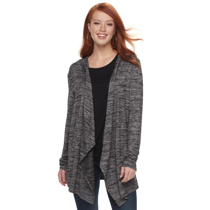 Women's Apt. 9&reg; Brushed Flyaway Cardigan, Size: Xs, Black