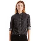 Women's Levi's Classic Tailored Western Denim Shirt, Size: Medium, Black