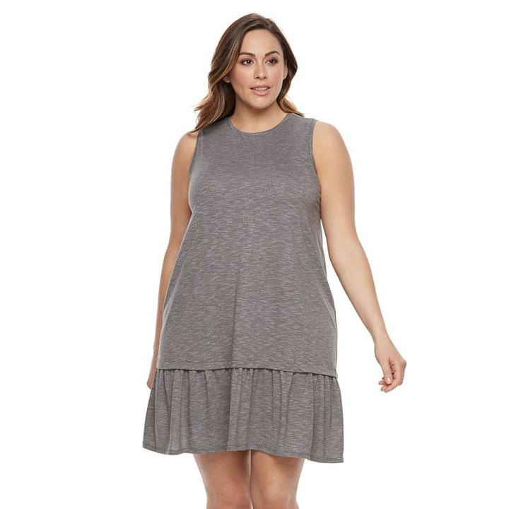 Plus Size Sonoma Goods For Life&trade; Drop-waist Flounce Dress, Women's, Size: 1xl, Grey (charcoal)