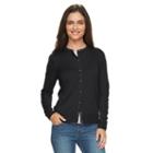 Women's Croft & Barrow&reg; Solid Button-front Cardigan, Size: Medium, Black