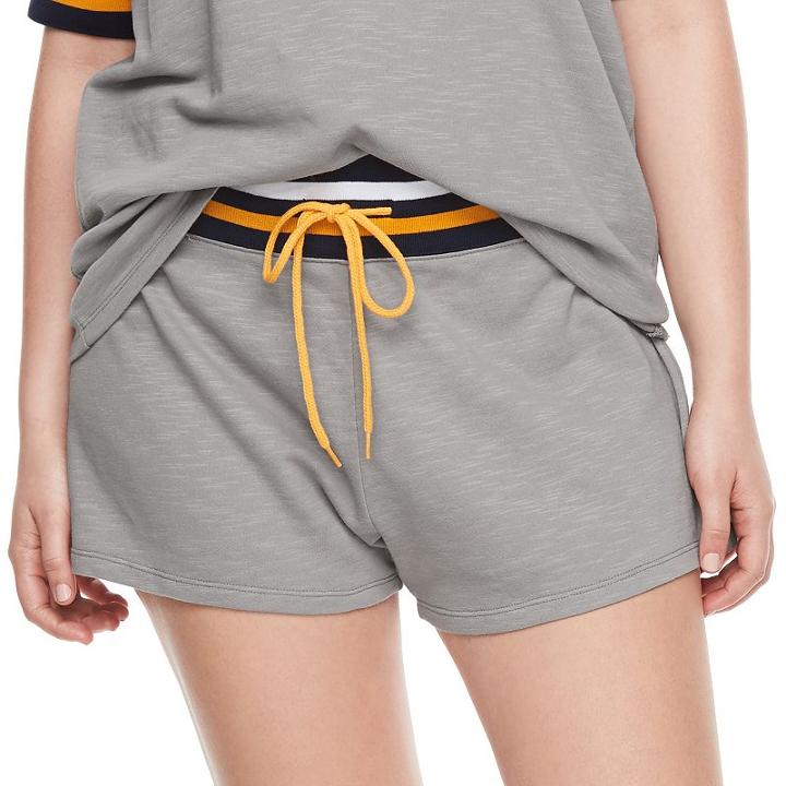 Madden Nyc Juniors' Plus Size Drawstring Varsity Shorts, Girl's, Size: 1xl, Med Grey