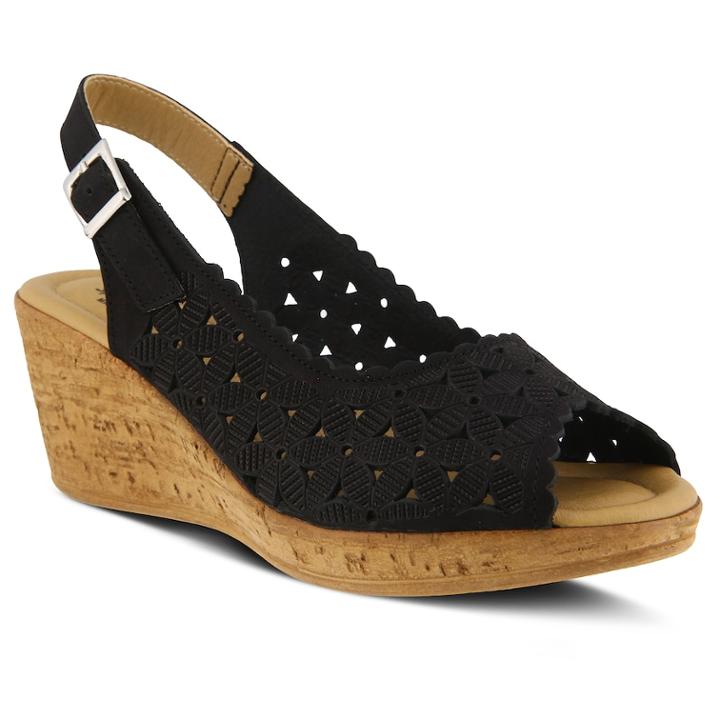 Spring Step Malana Women's Slingback Wedges, Size: 41, Black