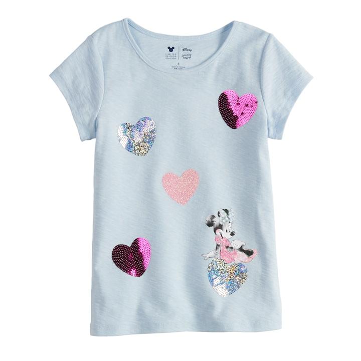 Disney Minnie Mouse Girls 4-7 Heart Tee By Jumping Beans&reg;, Size: 6, Light Blue
