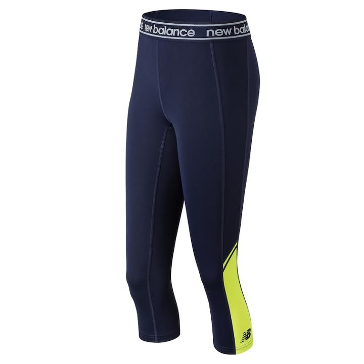 Women's New Balance Accelerate Color Block Capri Leggings, Size: Small, Lt Yellow