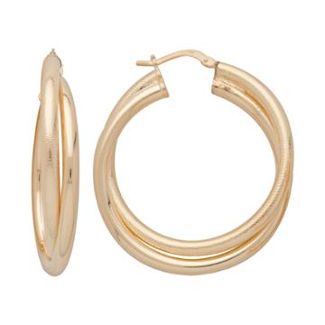 Elegante 18k Gold Over Brass Crisscross Hoop Earrings, Women's, Yellow