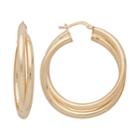 Elegante 18k Gold Over Brass Crisscross Hoop Earrings, Women's, Yellow
