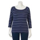 Juniors' Plus Size So&reg; Ribbed Boatneck Tee, Girl's, Size: 1xl, Blue