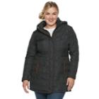 Plus Size Weathercast Hooded Quilted Anorak Walker Jacket, Women's, Size: 2xl, Black