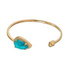 Turquoise & Cubic Zirconia 14k Gold Over Silver Cuff Bracelet, Women's, Blue