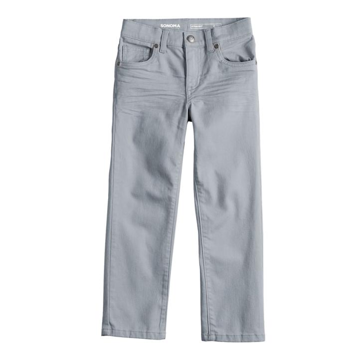 Boys 4-12 Sonoma Goods For Life&trade; Straight Comfy Waist Pants In Regular, Slim & Husky, Size: 8, Med Grey