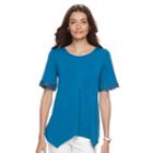 Women's Dana Buchman Lace-trim Sharkbite Top, Size: Small, Med Blue