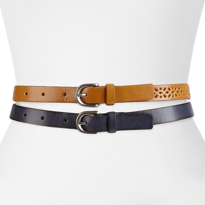 Sonoma Goods For Life&trade; Perforated & Smooth Belt Set, Women's, Size: Large, Yellow