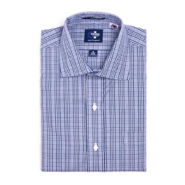 Men's Magnaclick Regular-fit Spread-collar Dress Shirt, Size: M-34/35, Blue (navy)