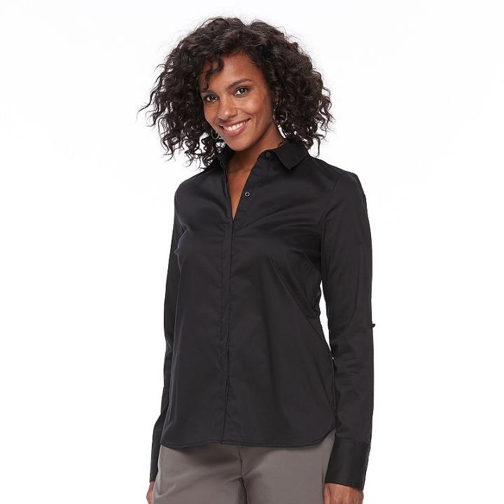 Women's Apt. 9&reg; Structured Shirt, Size: Xxl, Black