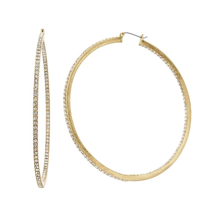 Simply Vera Vera Wang Simulated Crystal Inside Out Hoop Earrings, Women's, Light Pink