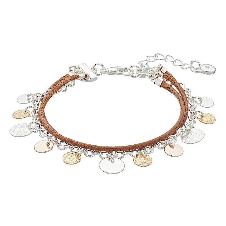 Lc Lauren Conrad Textured Tri Tone Disc Multi Strand Bracelet, Women's, Rust/coppr