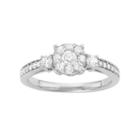 10k White Gold 5/8 Carat T.w. Diamond Halo Engagement Ring, Women's