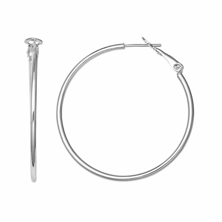 Primrose Sterling Silver Polished Tube Hoop Earrings, Women's, Size: 50mm