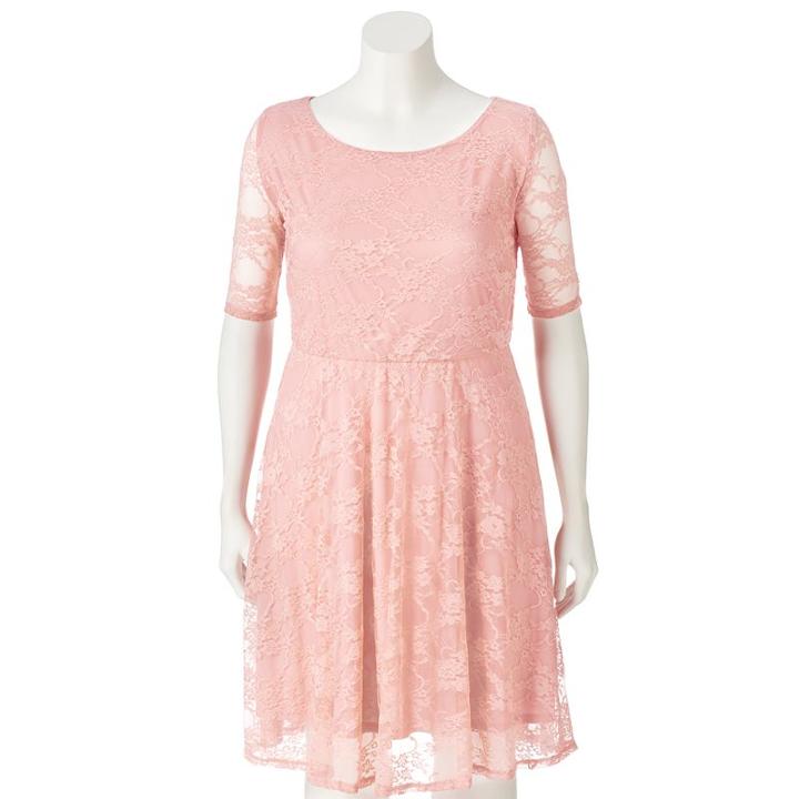 Juniors' Plus Size Wrapper Lace A-line Dress, Girl's, Size: 2xl, Brt Pink