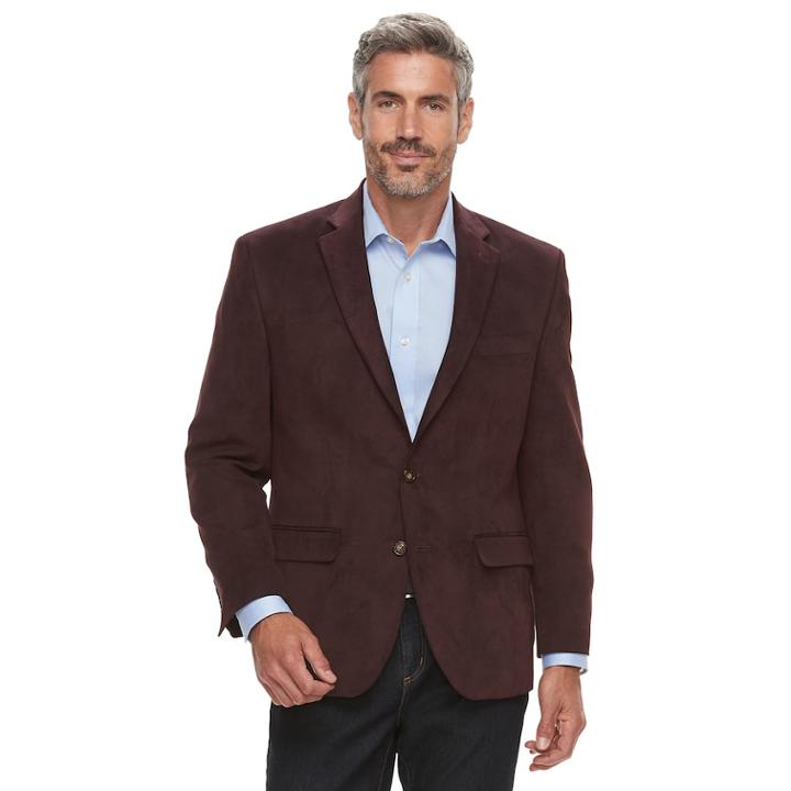 Men's Chaps Classic-fit Suede Sport Coat, Size: 46 - Regular, Dark Red
