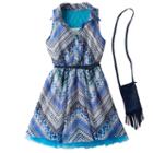 Girls 7-16 Knitworks Belted Halter Shirtdress With Crossbody Purse Set, Girl's, Size: 8, Blue