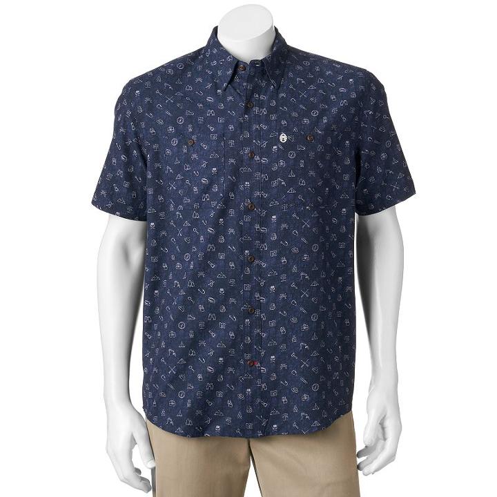 Men's Coleman Classic-fit Textured Performance Button-down Guide Shirt, Size: Xxl, Dark Blue