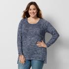 Plus Size Sonoma Goods For Life&trade; High-low Marled Tee, Women's, Size: 2xl, Dark Blue