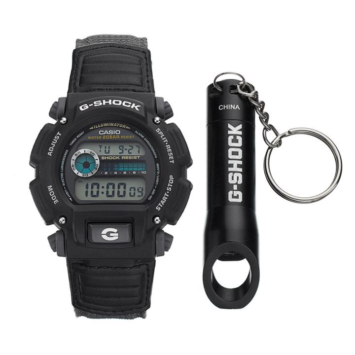 Casio Men's G-shock Digital Chronograph Watch & Bottle Opener Key Chain Set - Dw9052v-1sv, Size: Large, Black