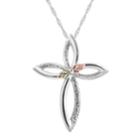 Black Hills Gold Tri Tone Leaf Cross Pendant In Sterling Silver, Women's, Size: 18