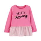 Girls 4-12 Carter's Sequin Peplum-hem Top, Size: 7, Pink