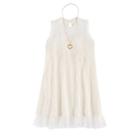 Girls 7-16 Knitworks Lace & Tulle Shift Dress With Necklace, Size: 16, Lt Beige
