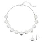 Disc And Square Necklace & Drop Earring Set, Women's, Silver