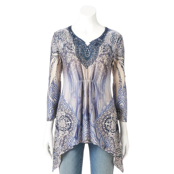 Women's World Unity Print Sublimation Tunic, Size: Xs, Med Blue