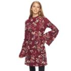 Junior's Love, Fire Mockneck Bell Sleeve Dress, Teens, Size: Medium, Dark Red