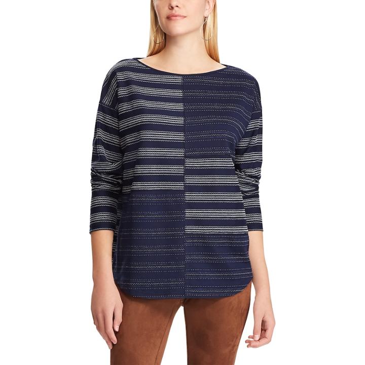 Women's Chaps Striped Boatneck Top, Size: Small, Blue