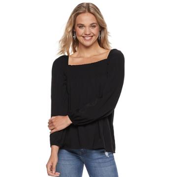 Juniors' Grayson Threads Solid Smocked Top, Teens, Size: Xs, Oxford
