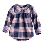 Baby Girl Jumping Beans&reg; Plaid Lurex Henley, Size: 3 Months, Blue