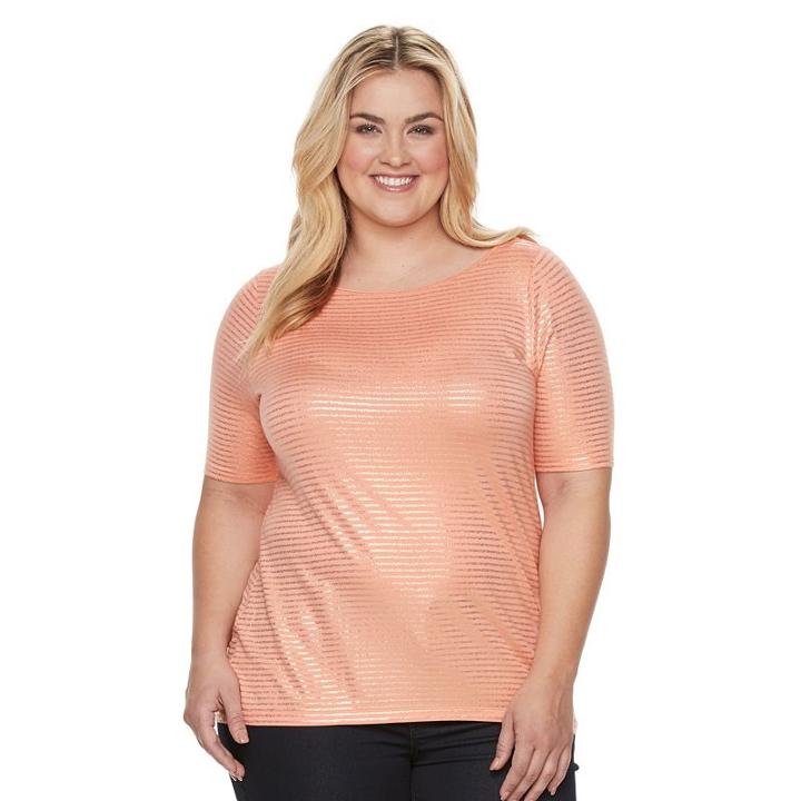 Plus Size Apt. 9&reg; Essential Boatneck Tee, Women's, Size: 1xl, Lt Orange